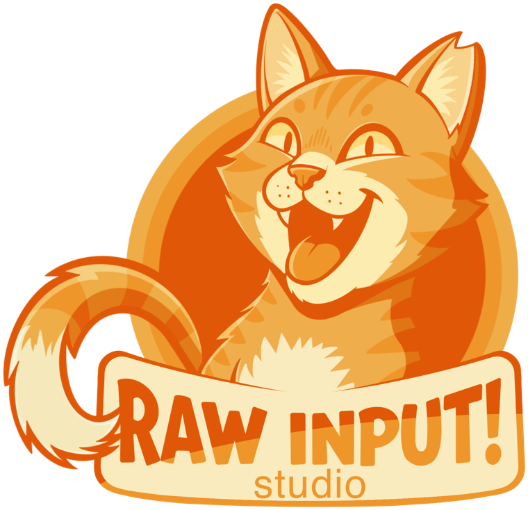 Raw Input Studio logosu — gülen turuncu kedi